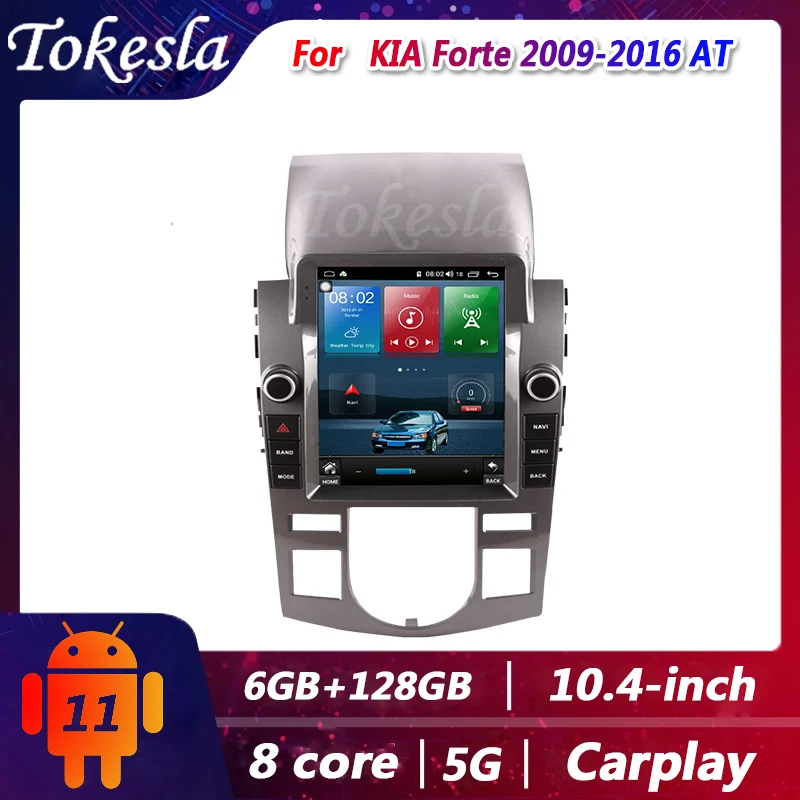 

Автомагнитола Tokesla для Kia Forte AT, Android, 2 din, стереоприемник, DVD, центральный мультимедийный плеер, экран Gps-навигации 2009-2016