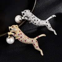 animal top grade creative brooch luxury brooch clothing accessories copper inlaid zircon leopard brooch