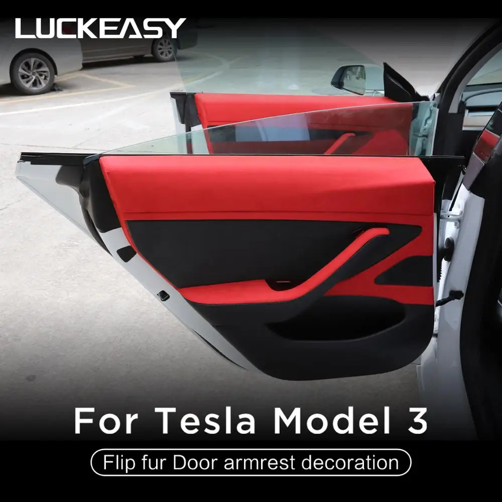 Откидной меховой дверной подлокотник LUCKEASY Защитная пленка для Tesla model 3 2017-2020