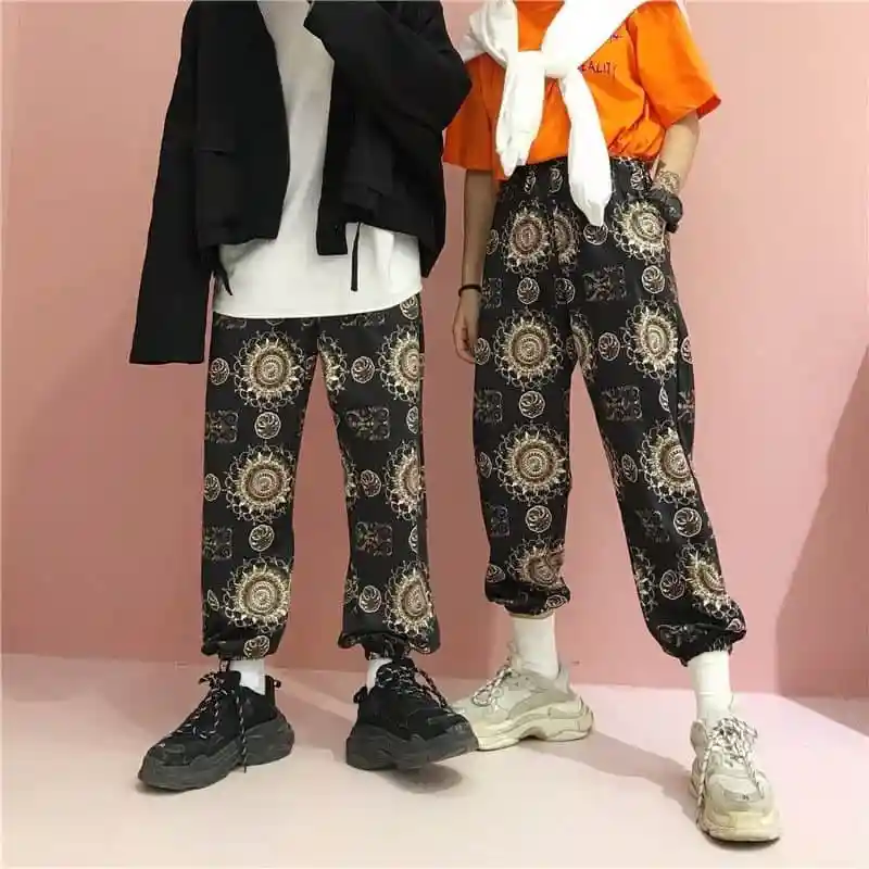 NiceMix женская одежда винтажный принт ulzzang harajuku шаровары женские свободные BF