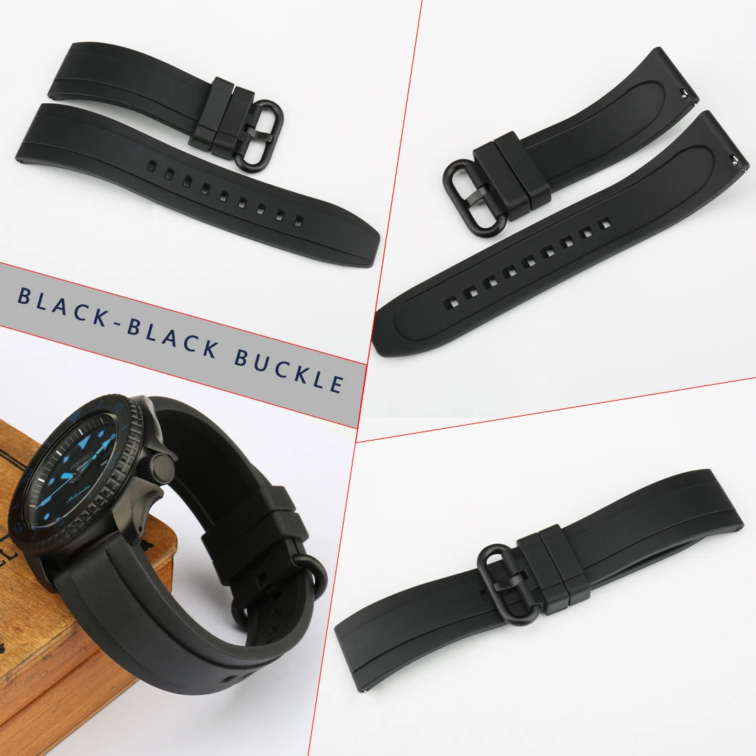 New Design Rubber Watch Band Brown Soft Sport Watchband 20mm 22mm 24mm Diving Waterproof Watch Belt Wrist Strap for Men Women