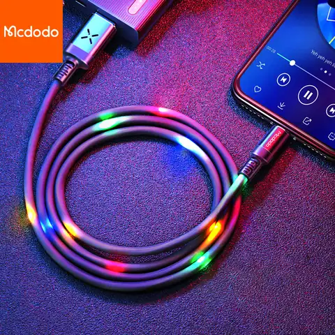 USB-кабель MCDODO для iPhone 11 Pro Max Xs Xr X 8 7 6s 6 Plus 5 5c мобильный телефон SE iPad 4, светодиодный кабель для передачи данных с голосовым управлением, 5s
