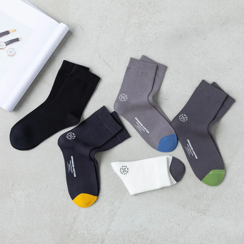 10 пар японских одноцветных мужских носков в полоску с буквенным принтом