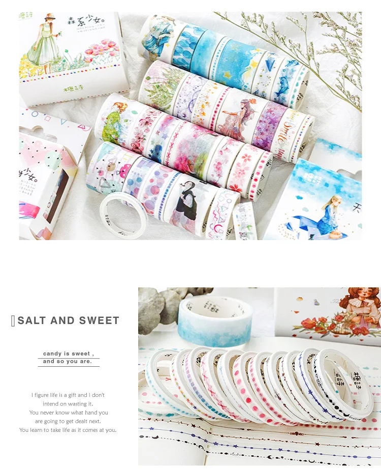 8 шт./лот Красочные DIY лента для декорации Washi Скрапбукинг клейкую ленту наклейки Скрапбукинг Washitape стиральная лента 024033