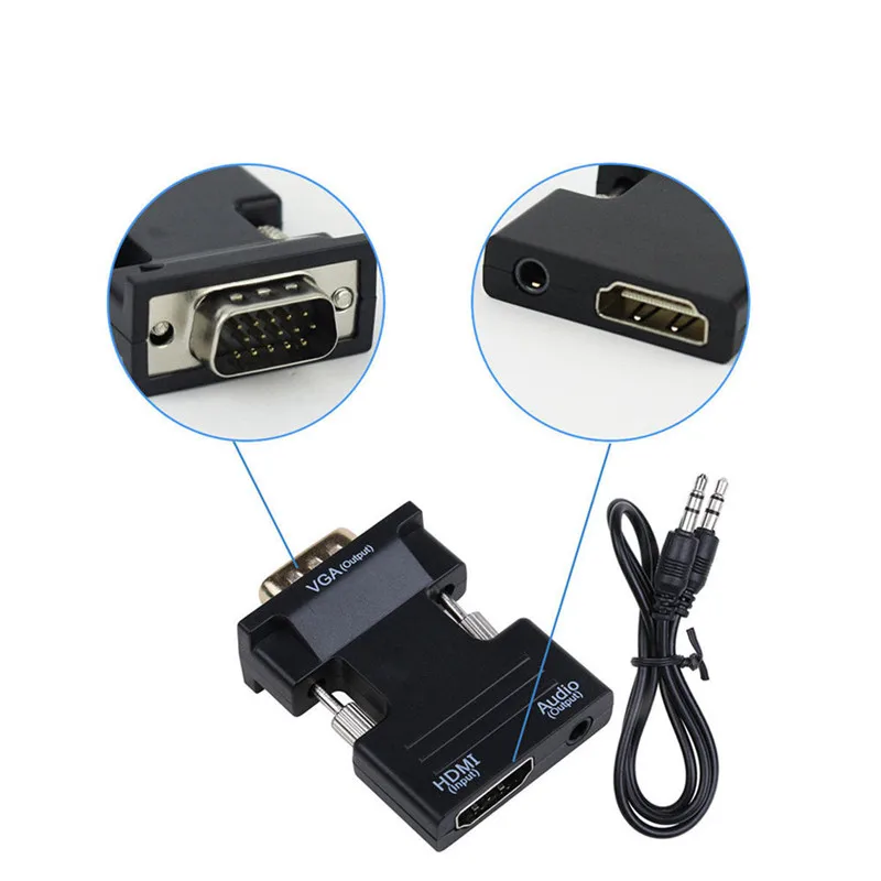 HDMI совместимый с VGA адаптер женский Мужской Аудио кабель видео конвертер 1080P для