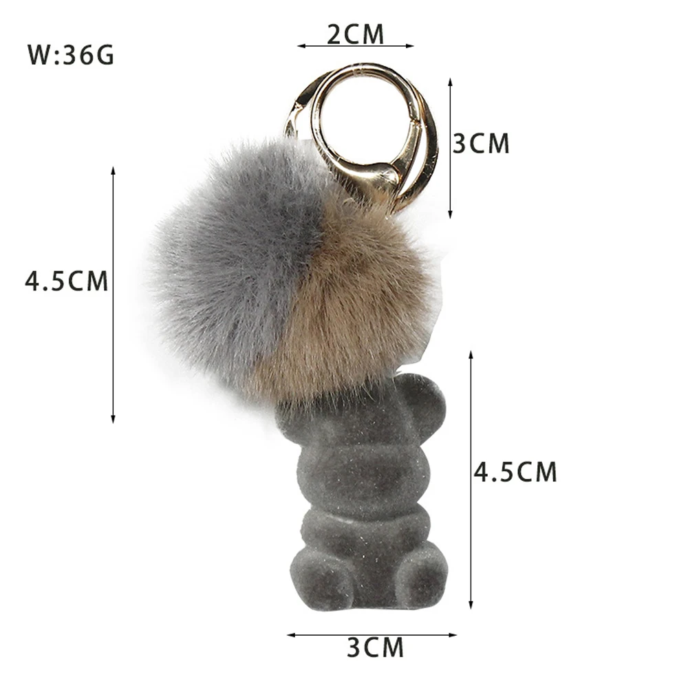 

1 pc Velvet bear rabbit key fobs girls cute hairball car key ring chain key buckle pendant