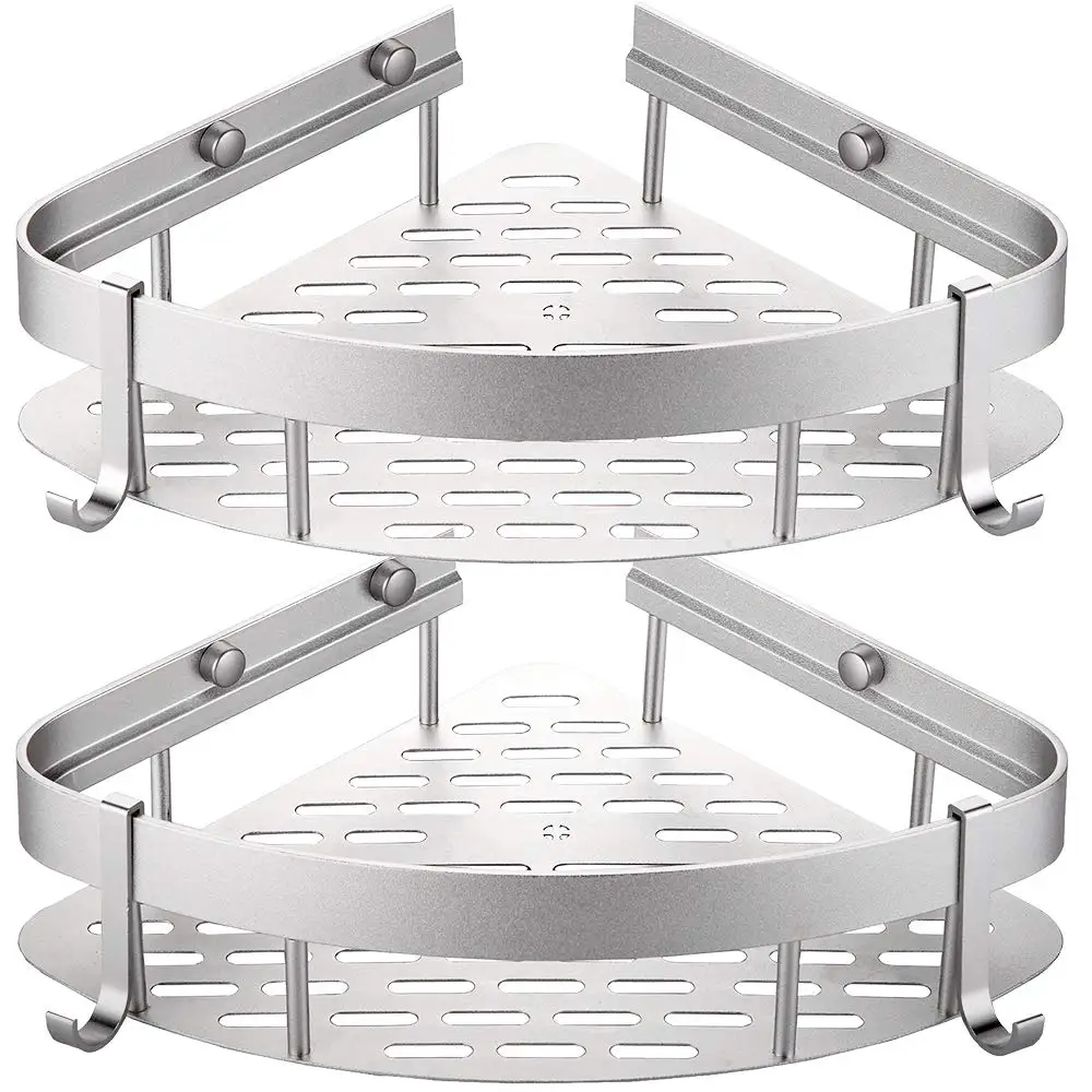 

Bathroom Shower Corner Shelf (Drilling or No Drilling) Aluminum Alloy - 2 Pack (G-901312)