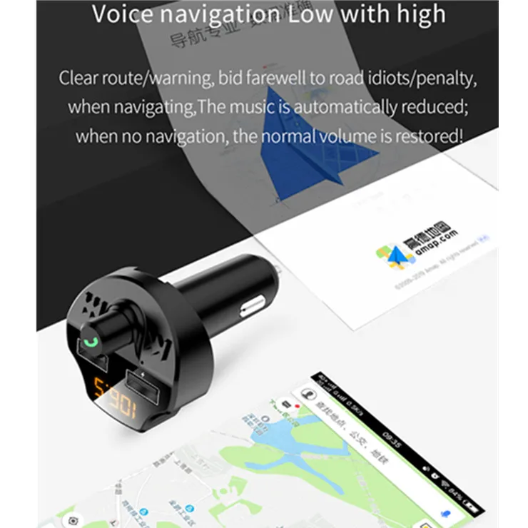 FM модулятор Автомобильный с поддержкой Bluetooth 5 0 и 2 мя USB портами|FM-трансмиттеры| |