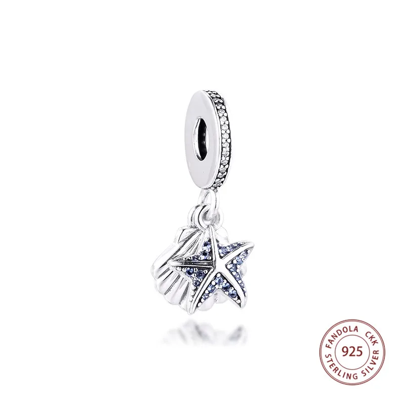 100% 925 пробы серебро тропический Starfish и Sea Shell Подвески бусины для изготовления