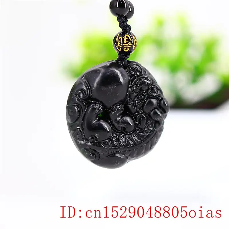 Jade Pixiu кулон ожерелье очарование ювелирные изделия натуральный китайский черный