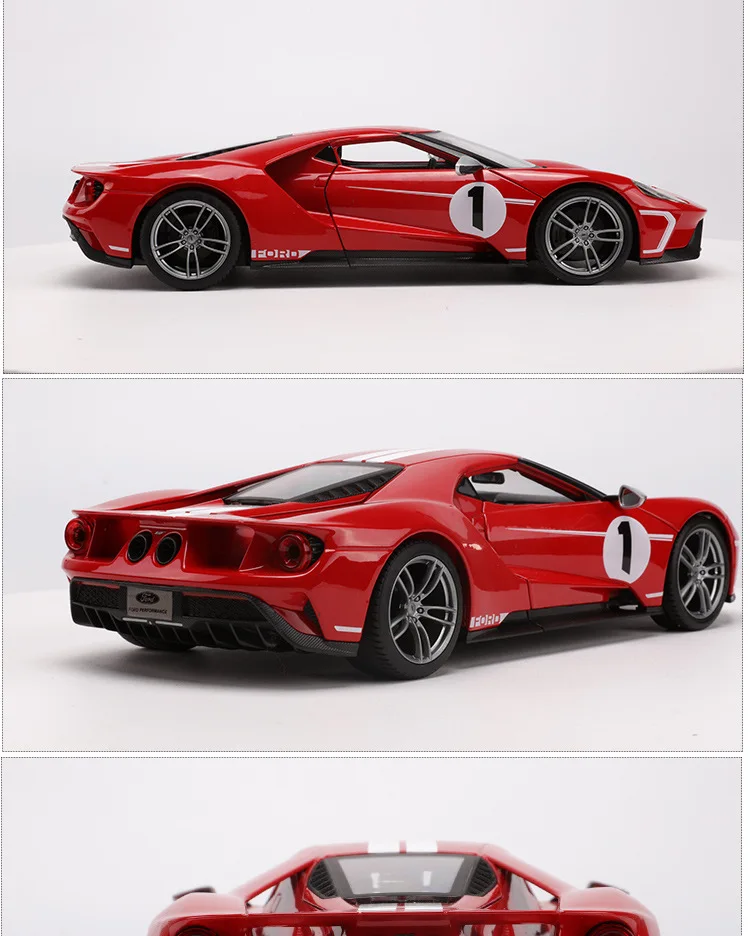 1:18 Высокая литая модель машины Модель Ford GT Модель машины из сплава Модель автомобиля для детей Подарки