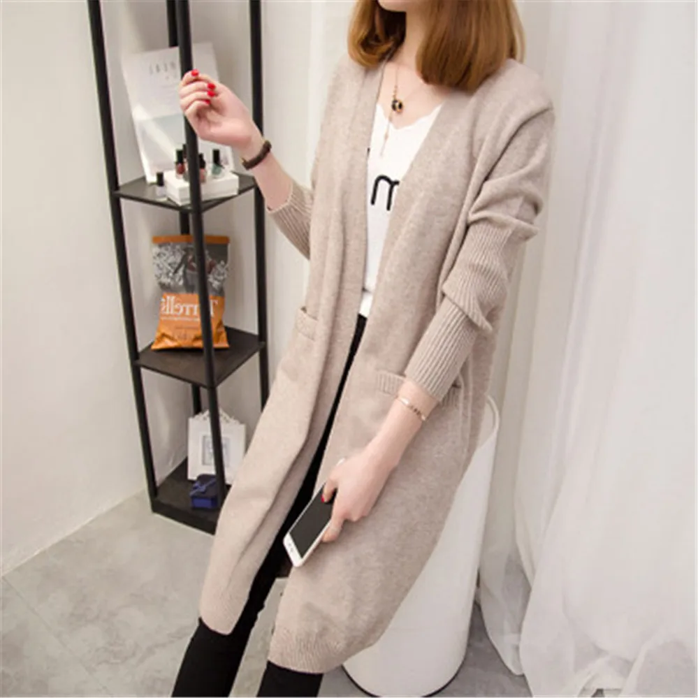 

Mid-length Cardigan Sweater Women Long-sleeved Jacket Autumn Winter 2020 Women's solid color Large Size Cardigan Sweaters ZY5163