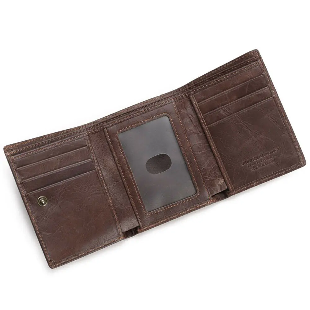 

2019 Newest Hot Men's Leather Wallets Tri-fold ID Card Credit Card Holder Pockets Purse Wallet Billfold Slim Clutch Purse