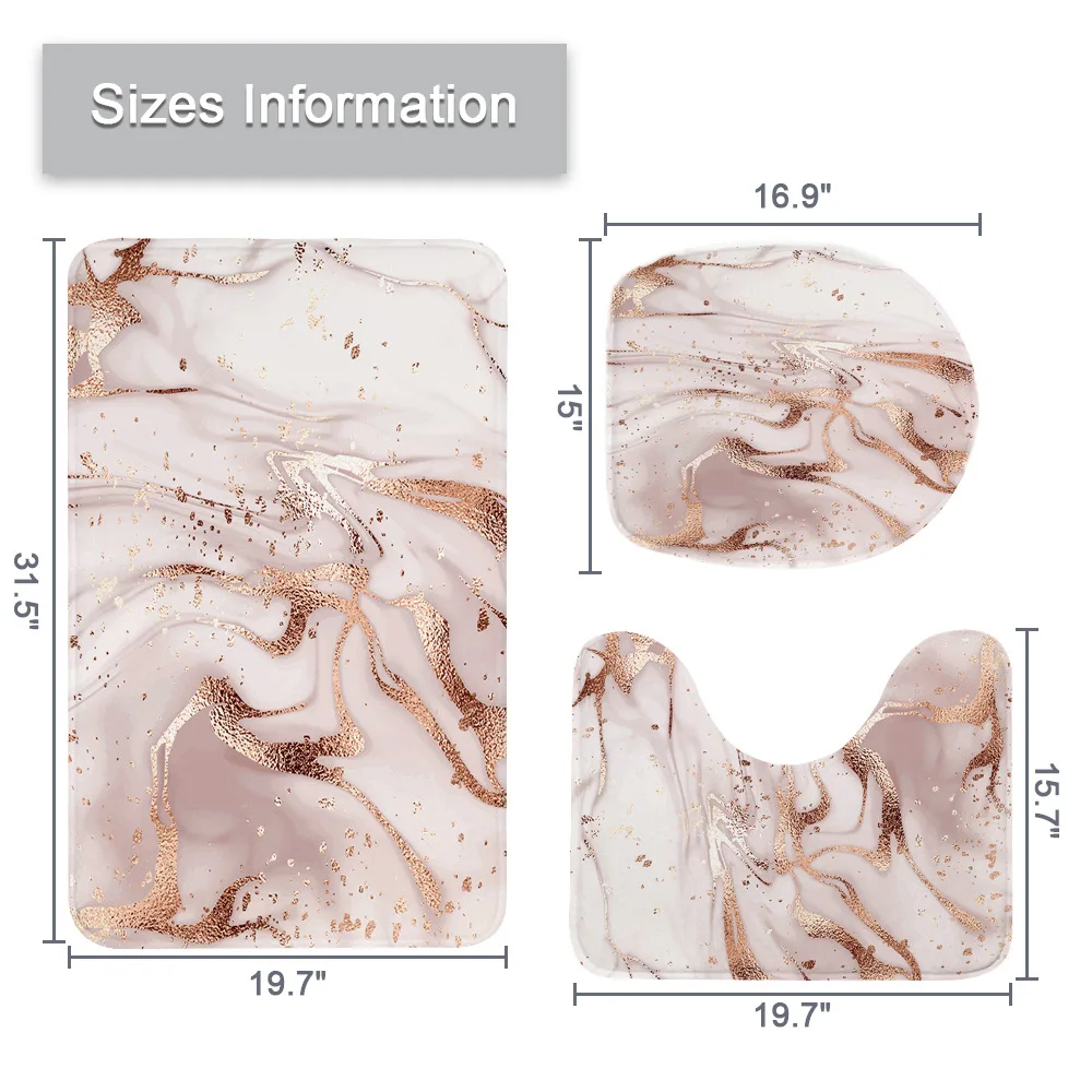 4PCS Marble Shower Curtains for Bathroom Sets Fabric with Hooks Curtain and Rug Waterproof | Дом и сад