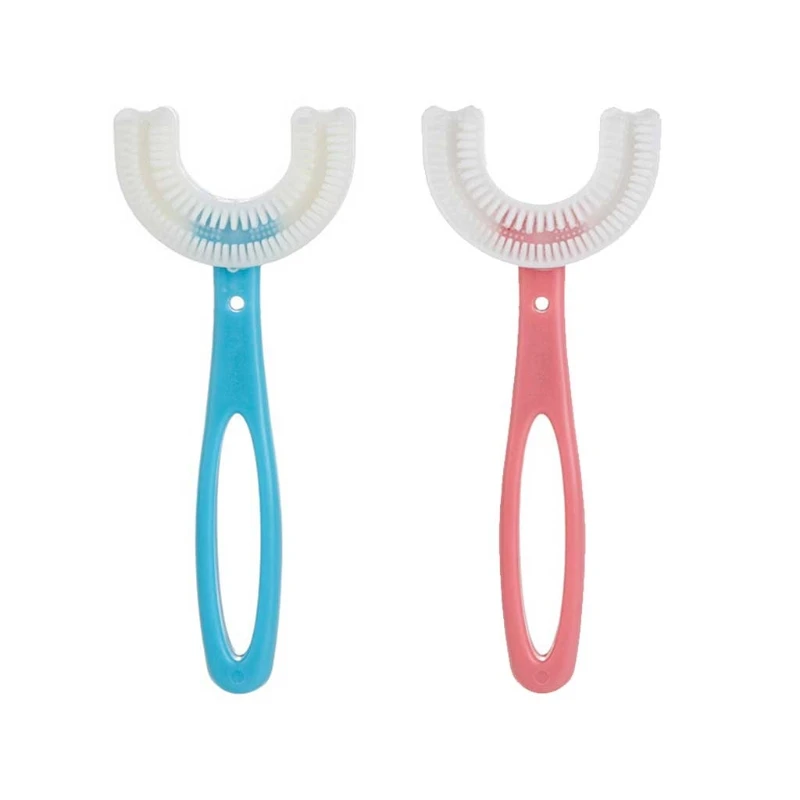 Cepillo de dientes en forma de U para ni&ntilde;os, cepillo de dientes Manual de silicona para cuidado de limpieza Oral-2