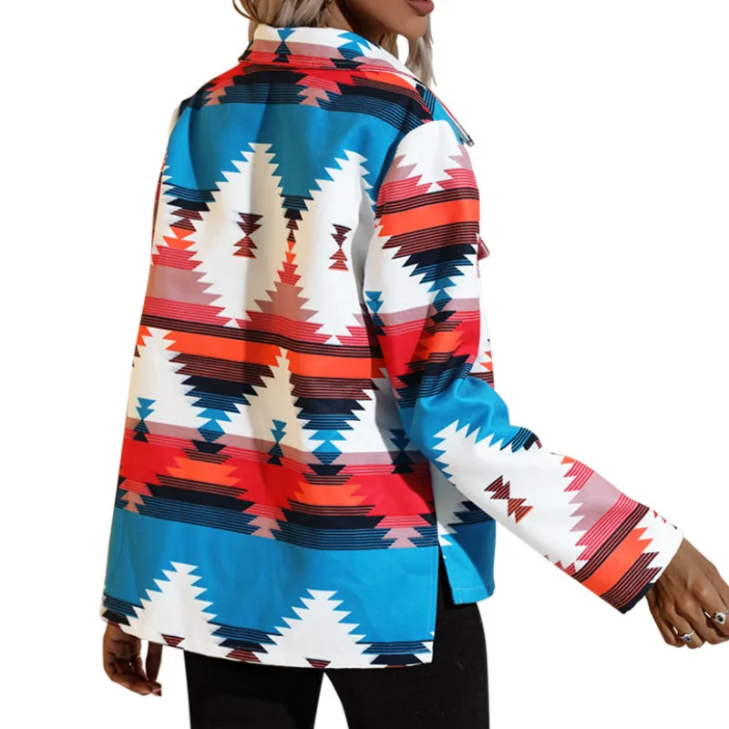 

Women Button-down Cardigan, Adults Printed Long Sleeve Turn-down Collar Outerwear Spring Autumn