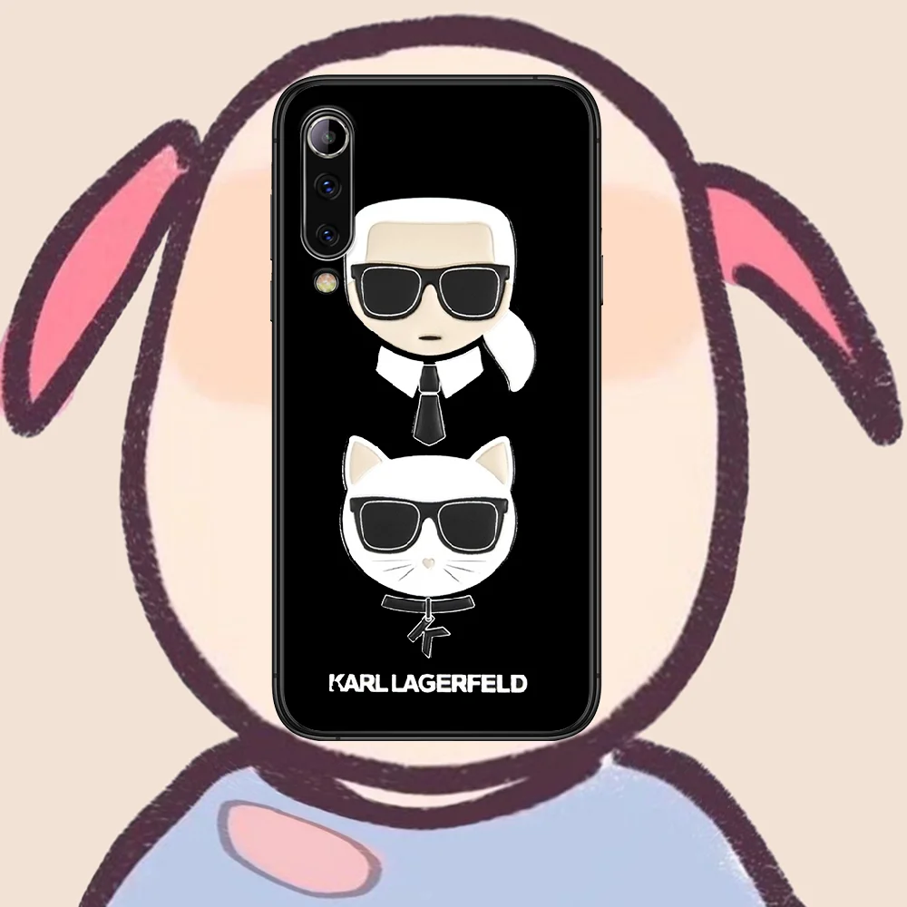 

kARLS cat Phone case For Xiaomi Mi note 10 A3 9 MAX 3 A2 8 9 Lite Pro ultra black Cell Fashion Bumper Luxury Hoesjes Painting