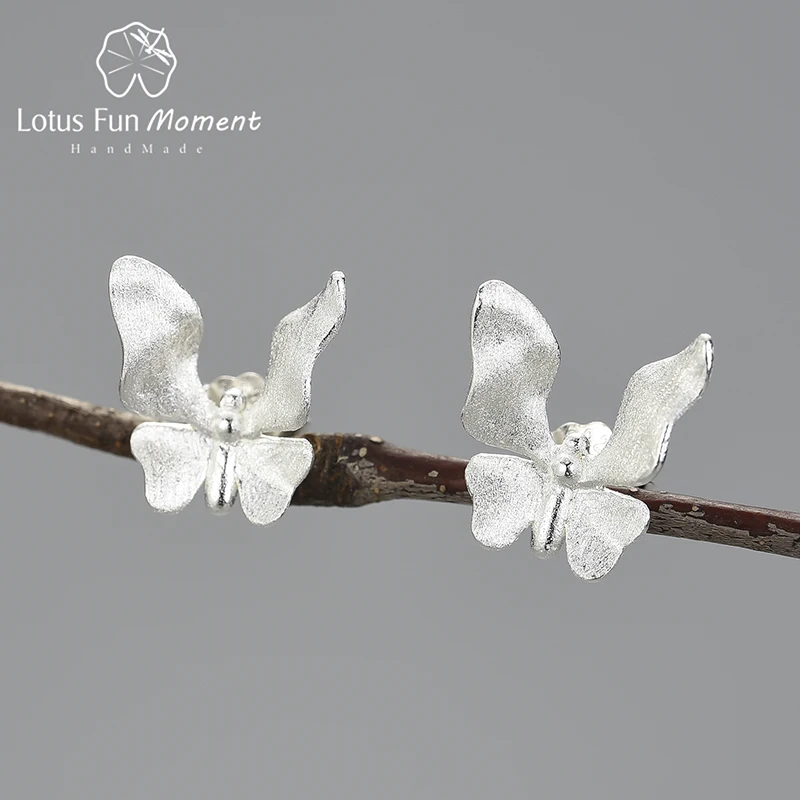 

Женские серьги-гвоздики «бабочка» Lotus Fun, милые маленькие серьги из серебра 2021 пробы с 18-каратным золотом, 925