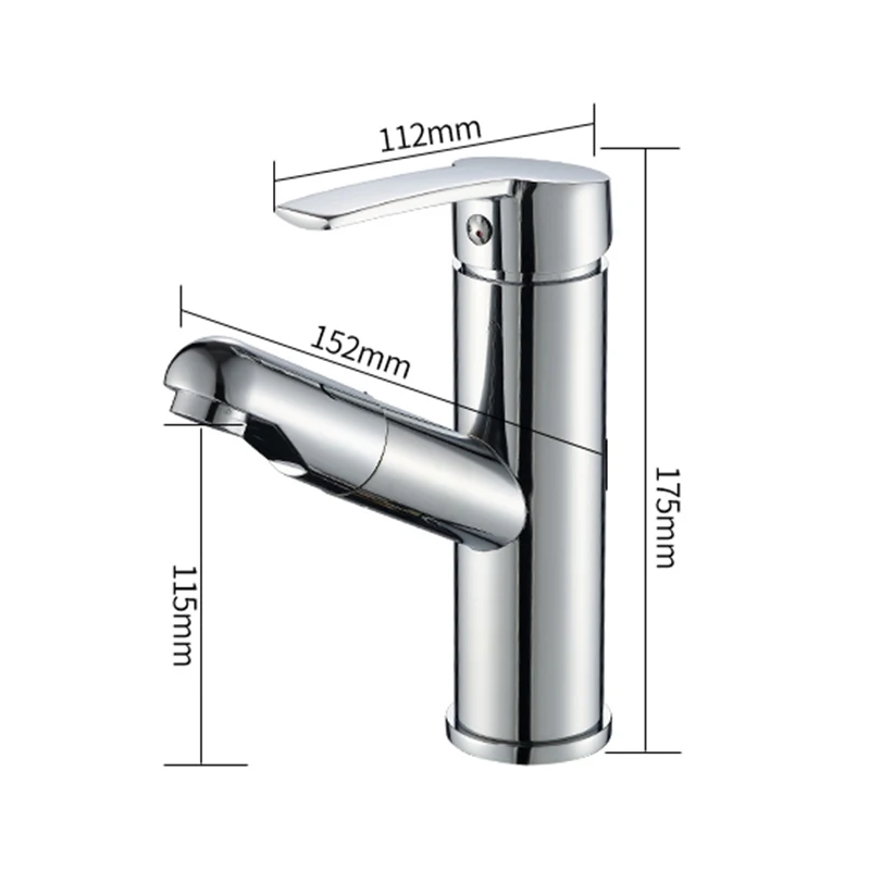 

QUANXUNHE Bathroom Taps Kitchen Faucet Single Handle Pull Out Spray Sink Tap Hot and Cold Water Crane Deck Mount Faucets