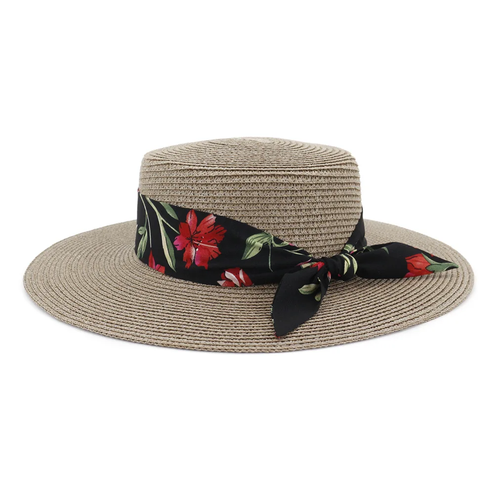 Летняя новая шляпа от солнца с цветами и лентой модная для путешествий
