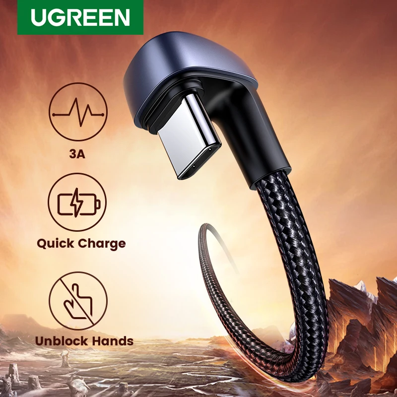 

Ugreen 3A USB Type C Cable for Samsung S20 S9 Plus 180 Angle Fast Charging USB C Cable for Nintendo Switch Mobile Phone USB Cord