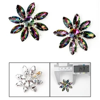 jojo bows 2pcs rainbow diamond rhinestones 8 petal round flower crystal accessories for clothing diy wedding dress supplies