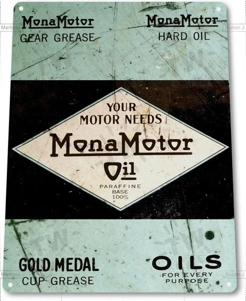 

Artistic tinplate painting Tin Sign Pgb509 Mona Motor Oil Blue Metal Sign Gas Oil Auto Garage Decor
