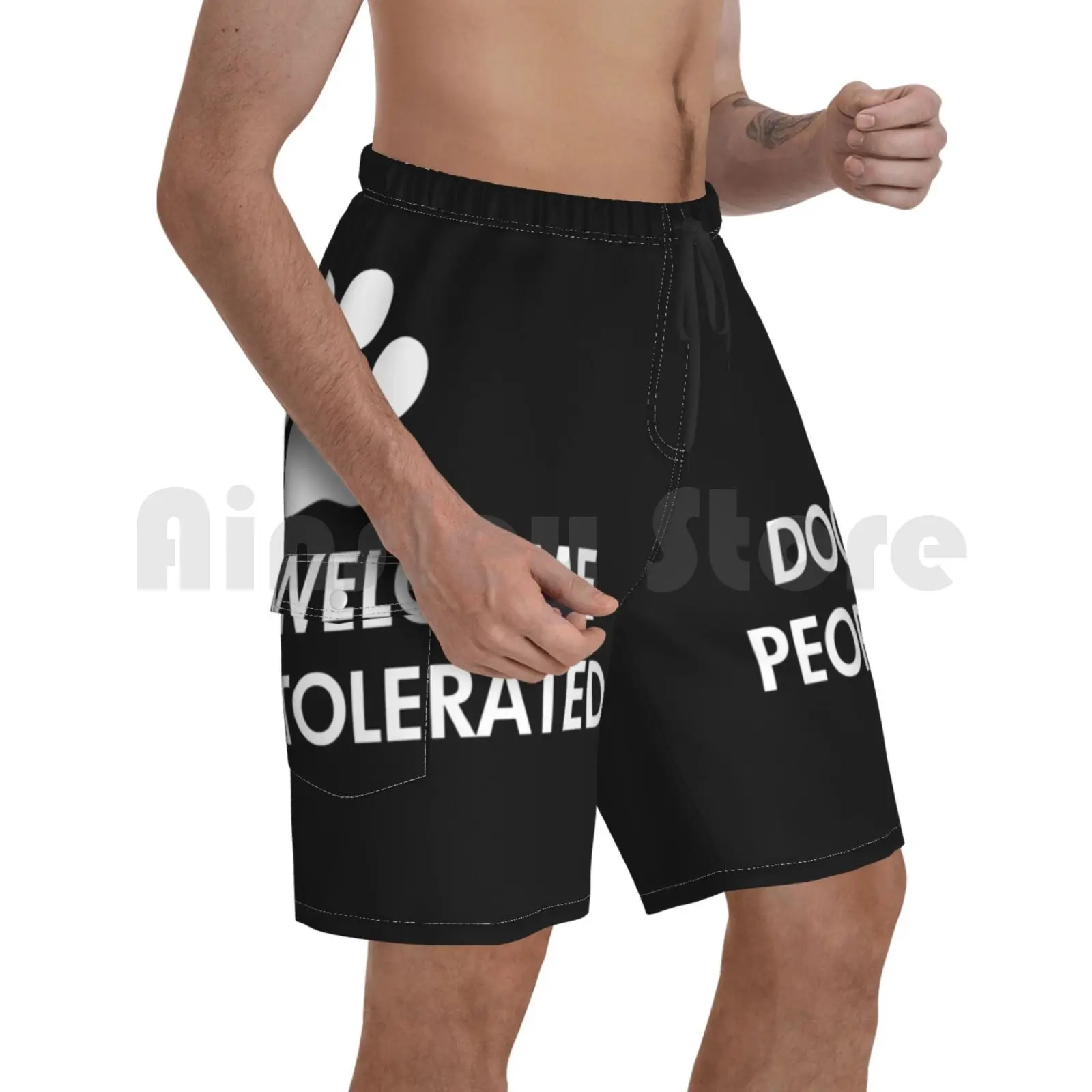 

Beach Shorts Dogs Welcome People Tolerated Saying Dog Lover Animal Lover Dog Humor Dog