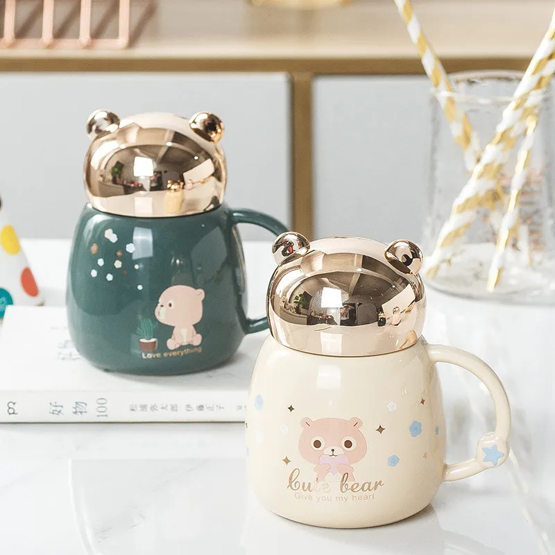 Керамическая Милая кофейная кружка с изображением медведя из мультфильма