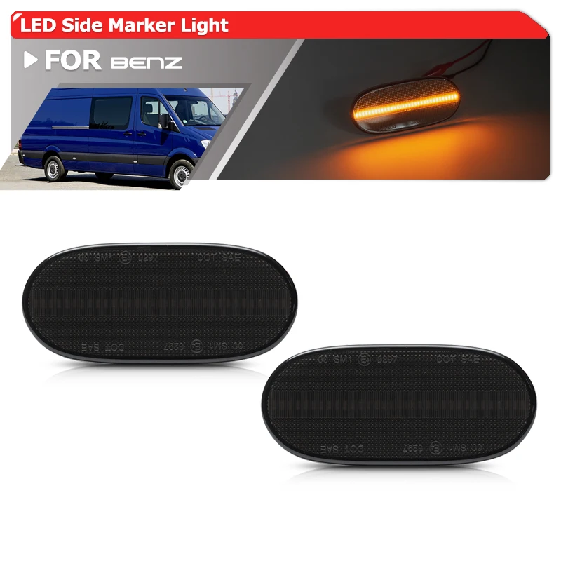 

Smoked Lens Amber Led Side Marker Indicator Lights Turn Signal For Benz W906 Sprinter 2006-2018 For VW Crafter 2E 2F 2006-2016
