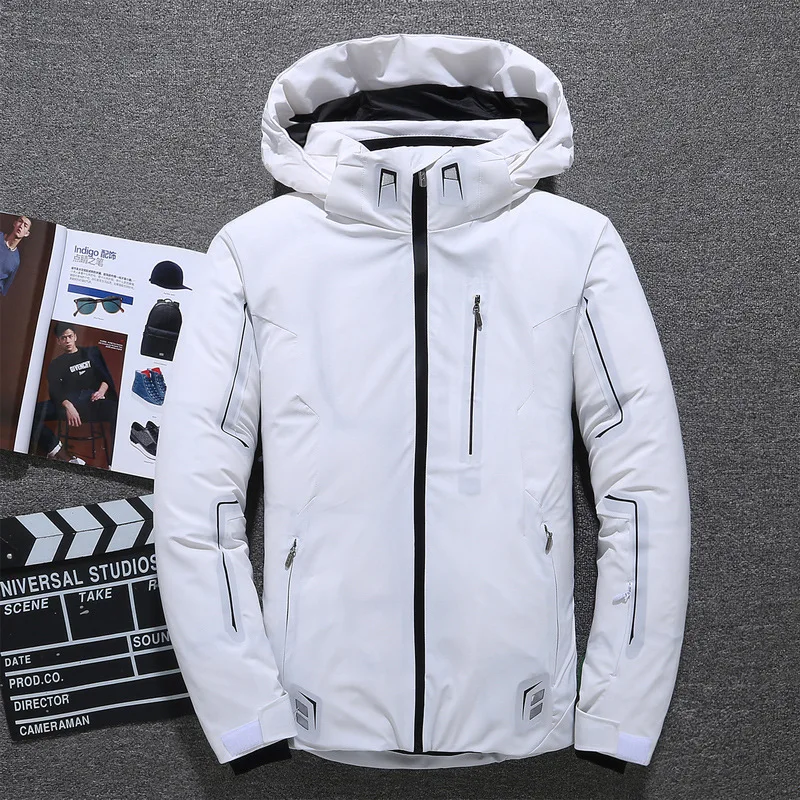 Мужской теплый пуховик с капюшоном красная или белая Толстая куртка большого