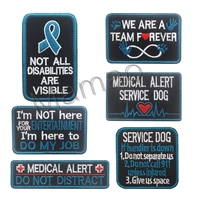 6 pieces set embroidered patches blue pink service dog ceo friendly handmade 3d hook loop patch jacket patch