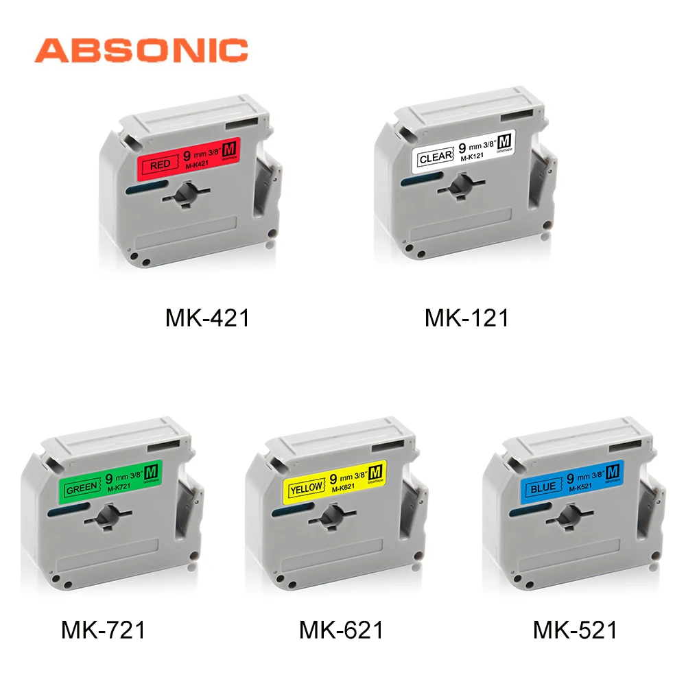 Absonic 9 мм старую кассету M-K121 M-K221 M-K421 M-K521 M-K621 M-K721 Совместимость для Brother P-Touch PT80 PT85 PT-90 PTM95 принтер