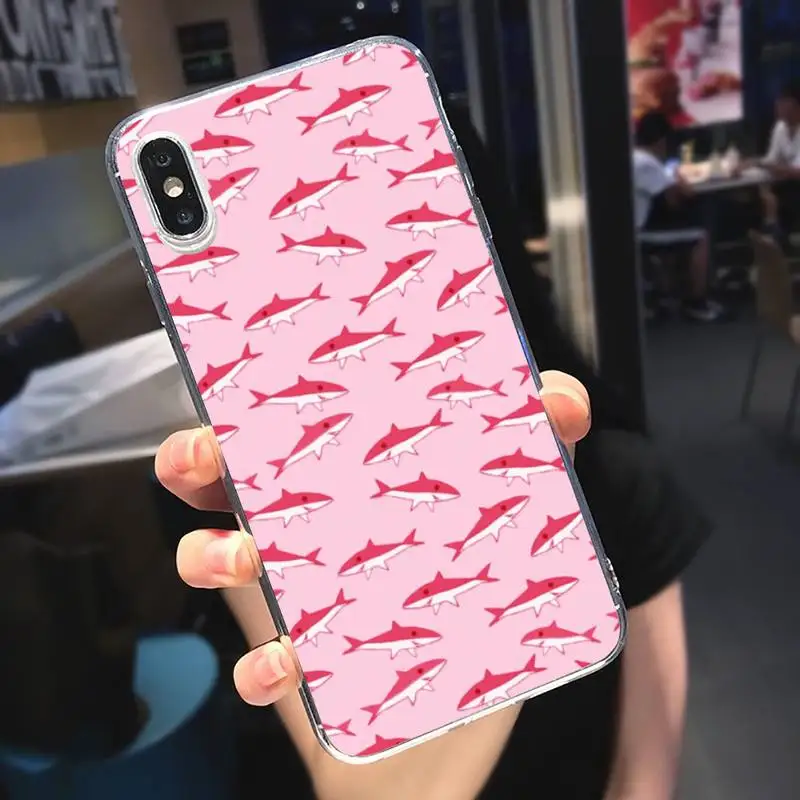 

Cute cartoon animal ocean Sharks Phone Case Transparent soft For iphone 5 5s 5c se 6 6s 7 8 11 12 plus mini x xs xr pro max