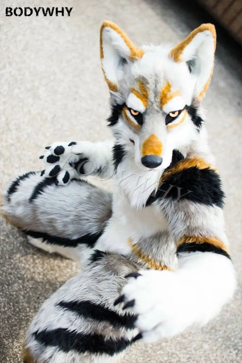 Хаски собака костюм лисы маскота длинный меховой фурри Fursuit Волк Косплей
