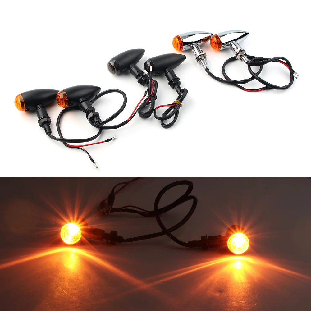 

Amber LED Motorcycle Turn Signal Lights Driving Light For Cruiser Chopper Custom Universal