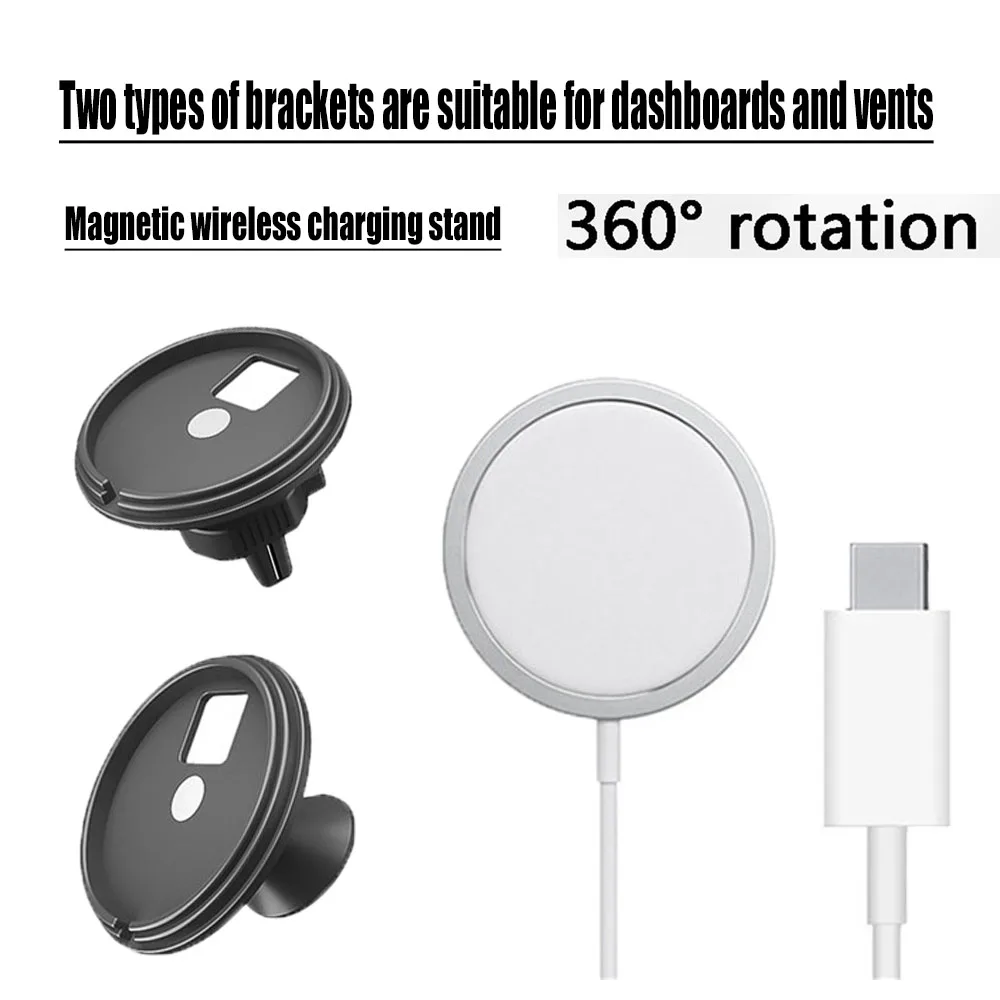 

Magsafe on-board magnetic wireless charger for magnetic dashboard vent wireless charging stand for iphone 12 Pro