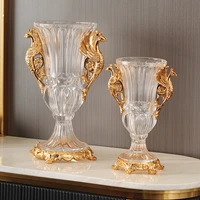 plant luxury vase center table support glass vase balcony living room wedding resin large set crystal jarrones terrarium zz50hp