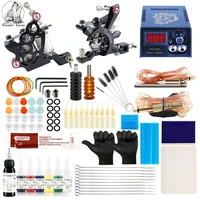 professional tattoo machine kit top tattoo machine for lining and shading sets led tattoo power supplies black ink needles
