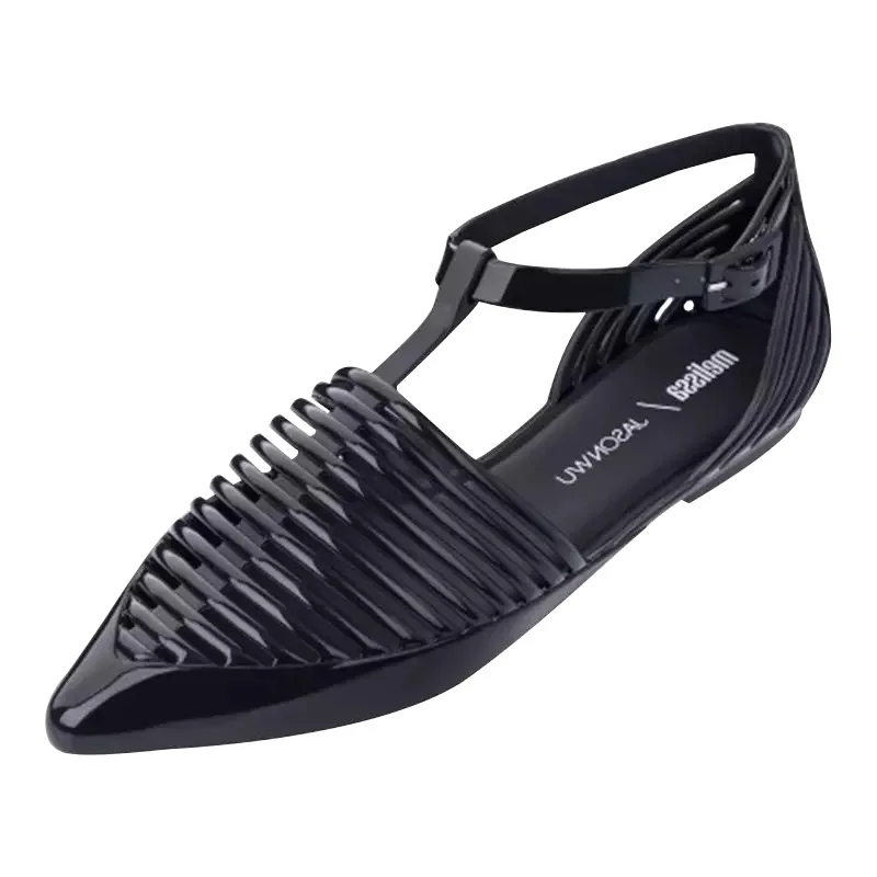black Melissa/обувь; Новинка года; женские сандалии на плоской подошве; Брендовая женская прозрачная обувь; сандалии Melissa; женская прозрачная обувь; цвет черный, розовый - Цвет: black
