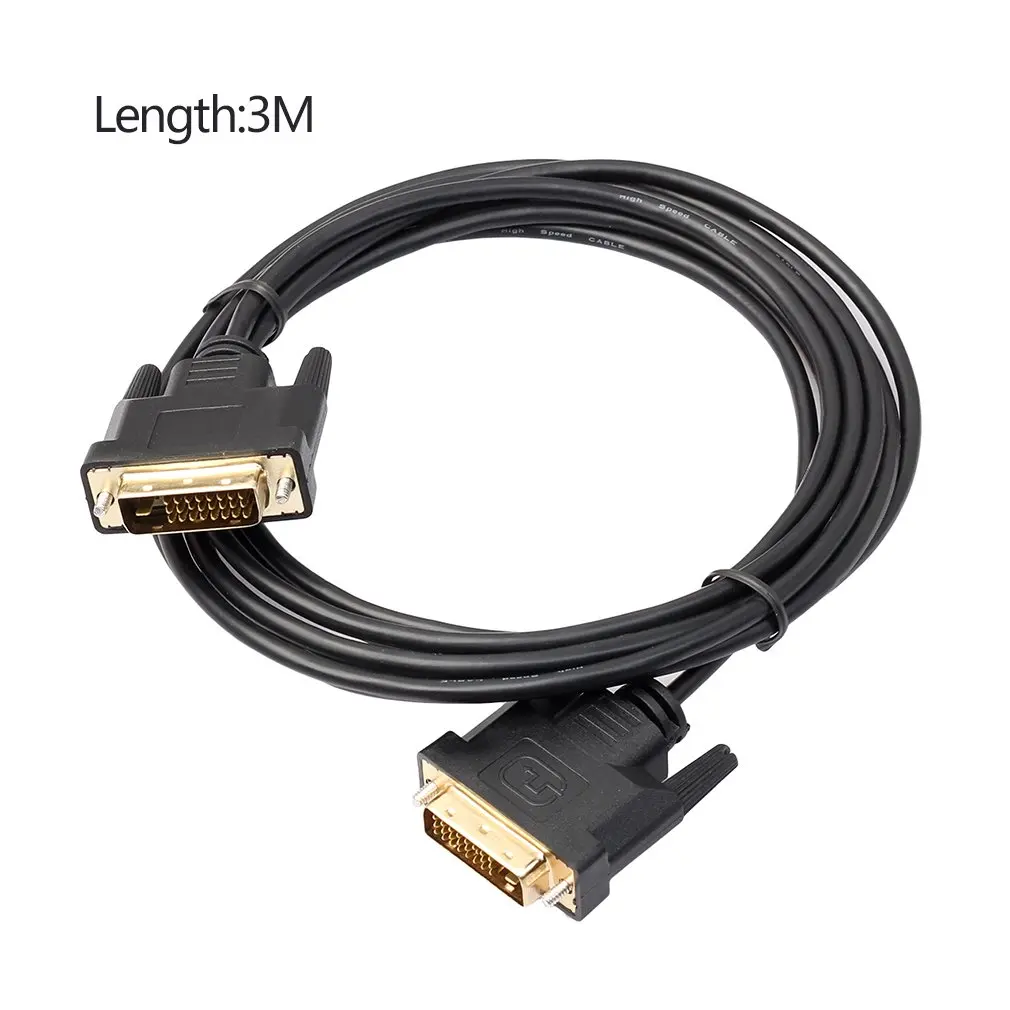 

Universal 1.8M/5M DVI D To DVI-D Gold Male 24+1 Pin Dual Link TV Cable Perfect For TFT Monitor Black