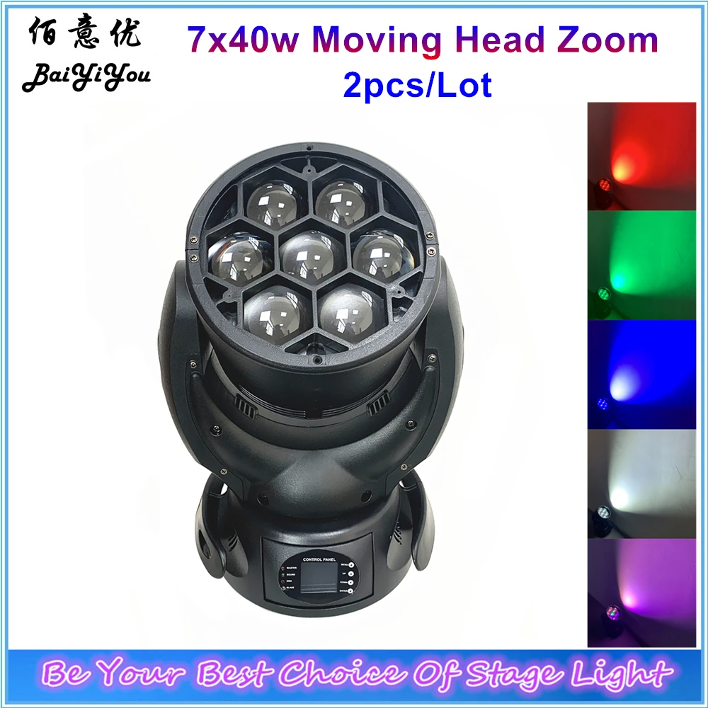 2 шт./лот 7x40 Вт RGBW Led переносное потолочное освещение мыть зум свет точка контроля