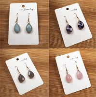 faceted agate earrings drop shape natural stone crystal rose quartz opal amethyst eardrop for women love wedding jewelry gifts