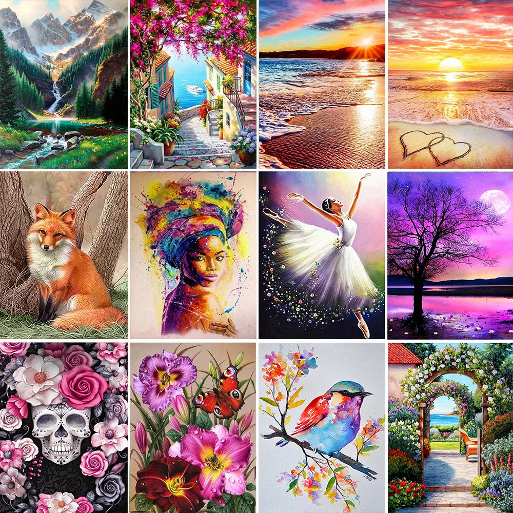

5D DIY Diamond Painting Landscape Sunset Sea Cartoon Girl Diamond Embroidery Mosaic Beach Cross Stitch Home Wall Decoration Gift