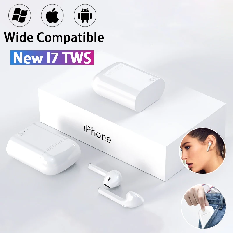 I7s TWS Bluetooth наушники стерео вкладыши Bluetooth гарнитура с зарядкой Pod беспроводные гарнитуры для всех смартфонов