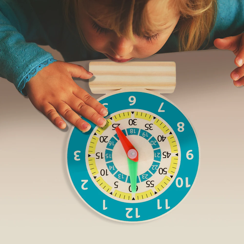 

Kids Enlightenment Wood Clock Toy Model for School Time Learning Turntable Clocks Games Early Education Supplies
