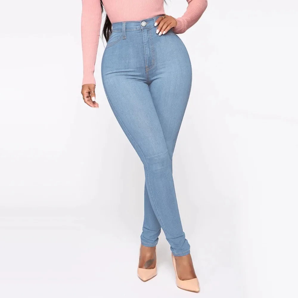 

Popular Jeans Women's High Waist Sexy Tight Pants Stretch Jeans Large Size Full Length Pencil Pants