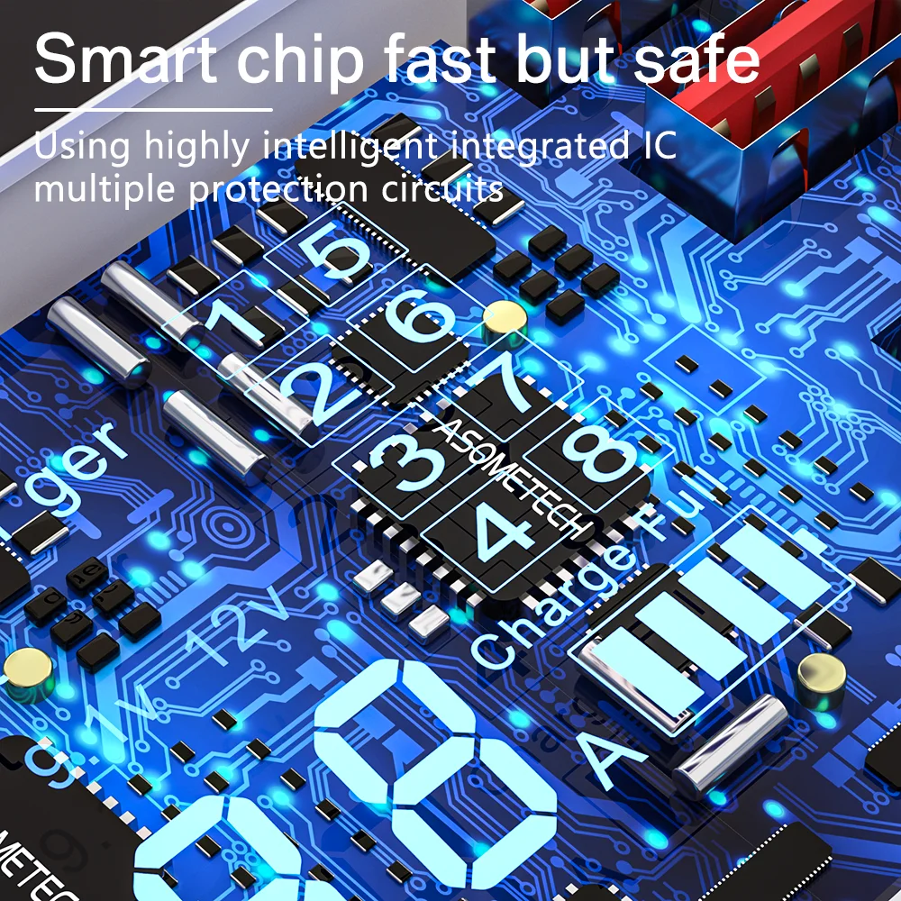 USB-концентратор с 8 портами для быстрой зарядки 40 Вт со светодиодным дисплеем |