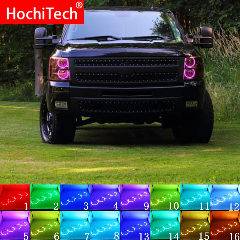 

Разноцветные светодиодсветодиодный RGB-лампы для фар «ангельские глазки», кольцевые глазки, ДХО, Радиочастотный пульт дистанционного управ...