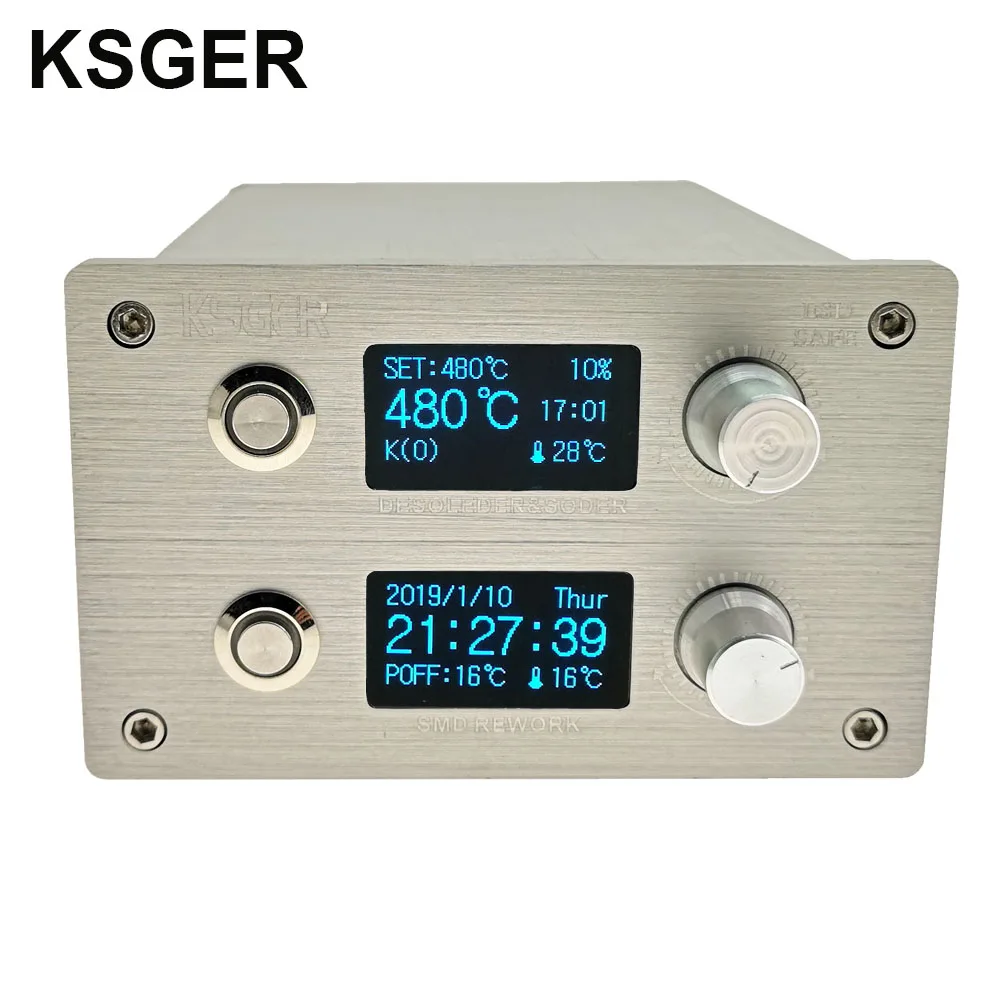 

KSGER 2 in 1 T12 Soldering Station STM32 OLED DIY Air Dryer 9501 Aluminum Alloy Handle Hot Air Gun SMD Rework Station